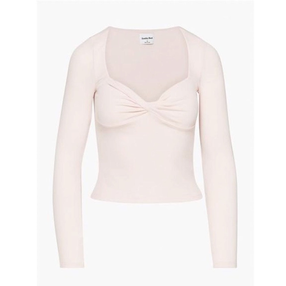 Aritzia Pale Pink Long Sleeve Twist Front Top